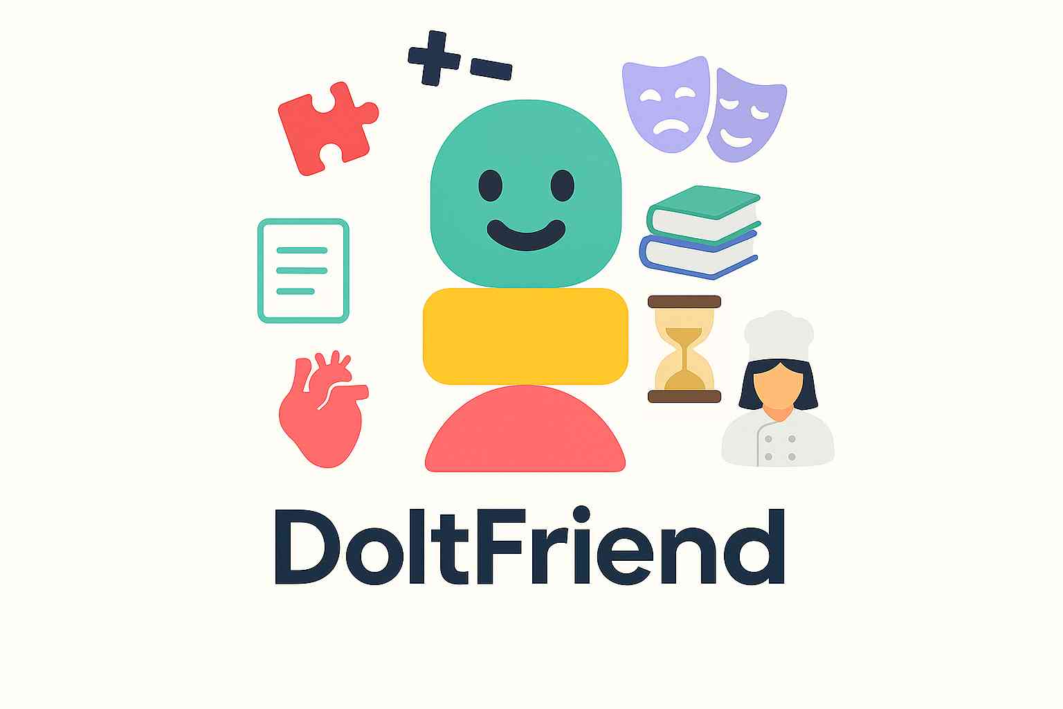 DoItFriend mascot with abstract task elements representing executive function